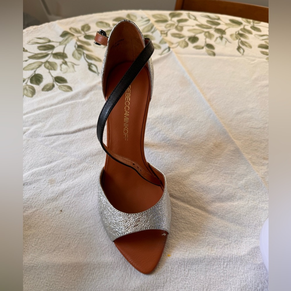 Rebecca Minkoff Silver and Black Strappy Heels
